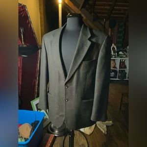 Jones New York 42S 100% wool tweed single breasted suit jacket brown black check